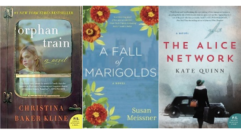 Book Covers for Orphan Train, A Fall of Marigolds and The Alice Network