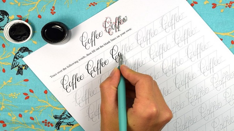 Calligraphy example writing that says "Coffee"