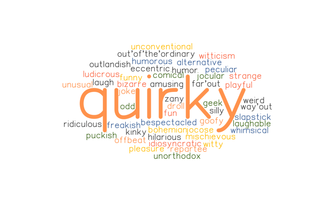 Word "quirky" with synonyms for the word around