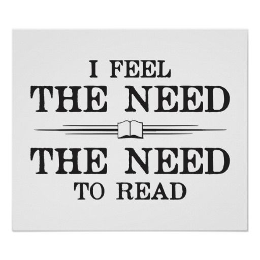 Gray background with "I feel the need, the need to read"