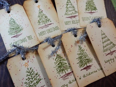 Photo of various hand-crafted holiday gift tags