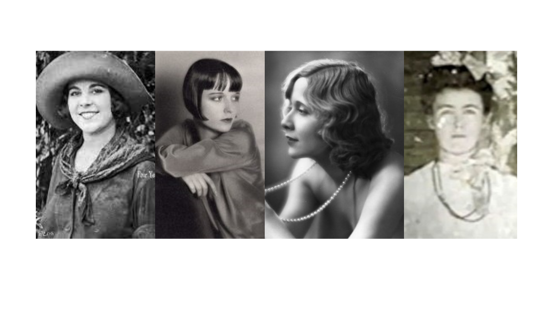 Black and white photos of famous (or infamous) Kansas women, including Osa Johnson, Louise Brooks, Vivian Vance, and Kate Bender.