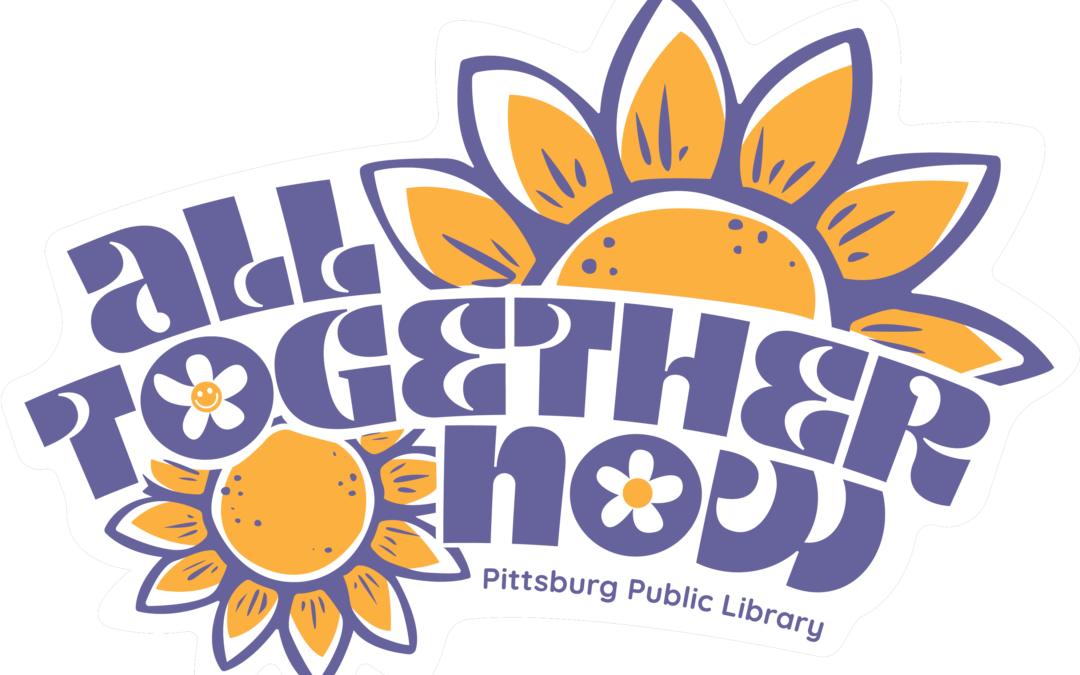 "All Together Now" logo with a yellow sunflower and purple text
