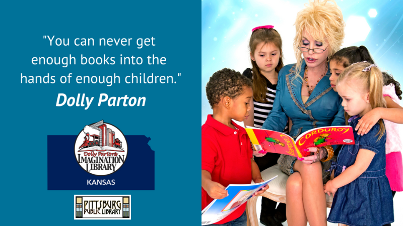 Photo of Dolly Parton reading to children