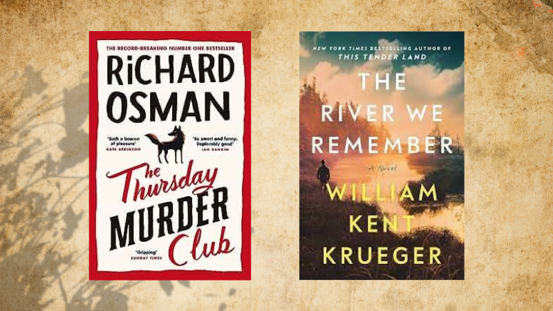Covers of the books “Thursday Murder Club” by Richard Osman and “The River We Remember" by William Kent Krueger