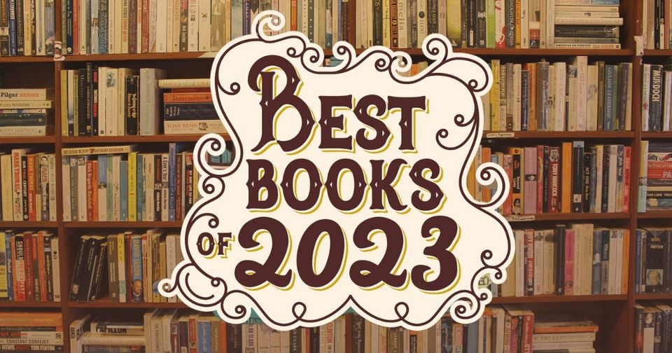 Graphic with "Best Books 2023" in front of a super cool bookshelf.