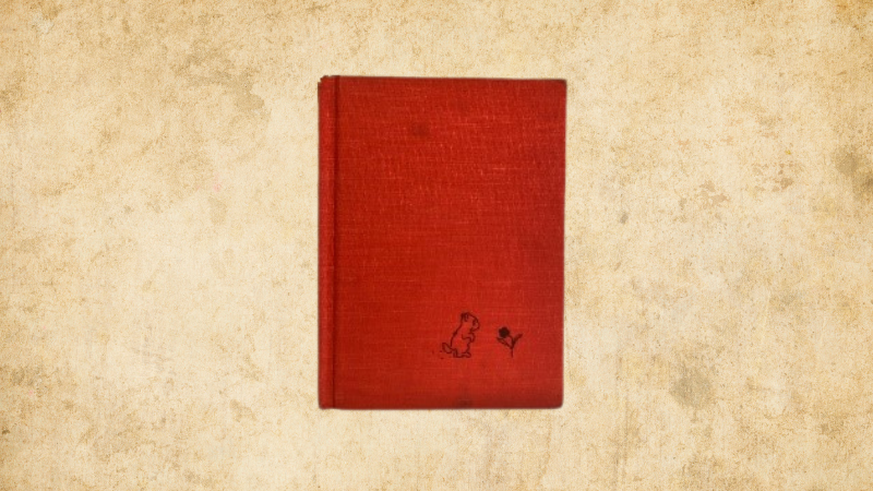 Parchment background with old red book: Crockett Johnson’s Groundhog Day classic. This is crap.