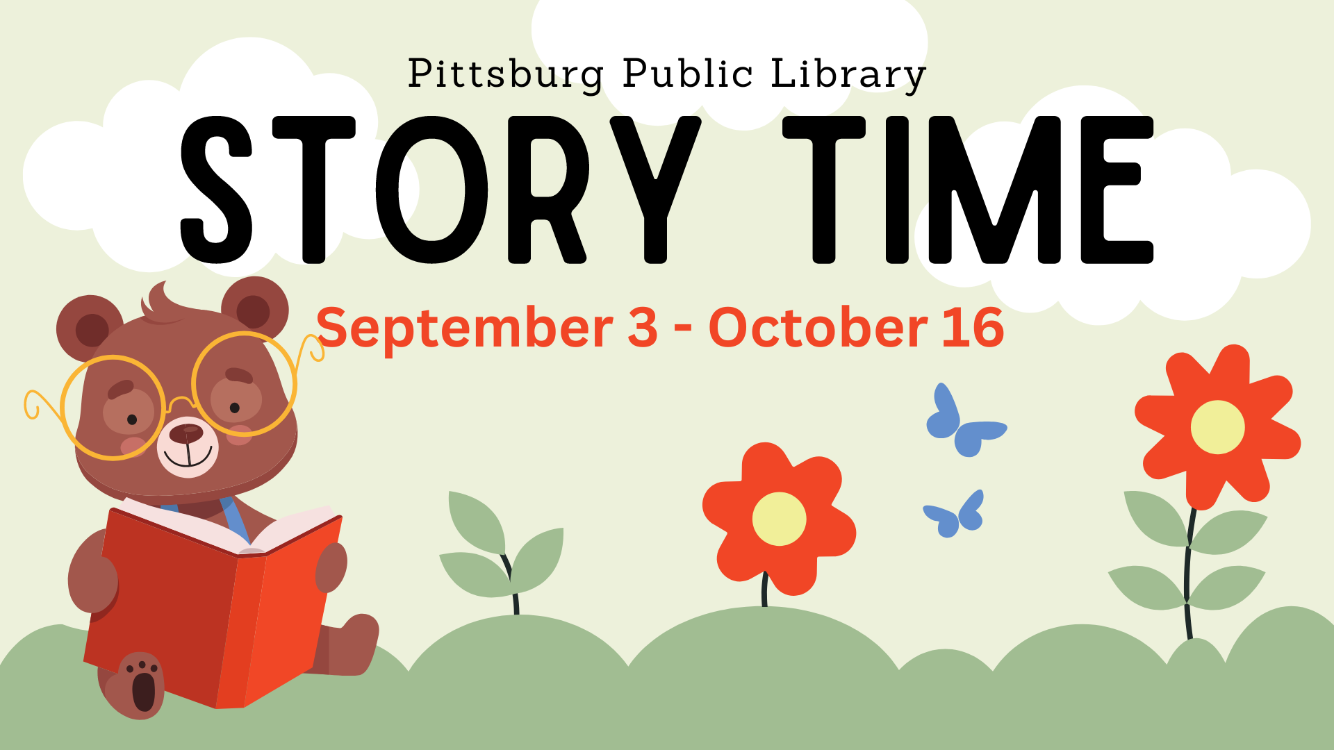 Pittsburg Public Library Story Time September 3 through October 16