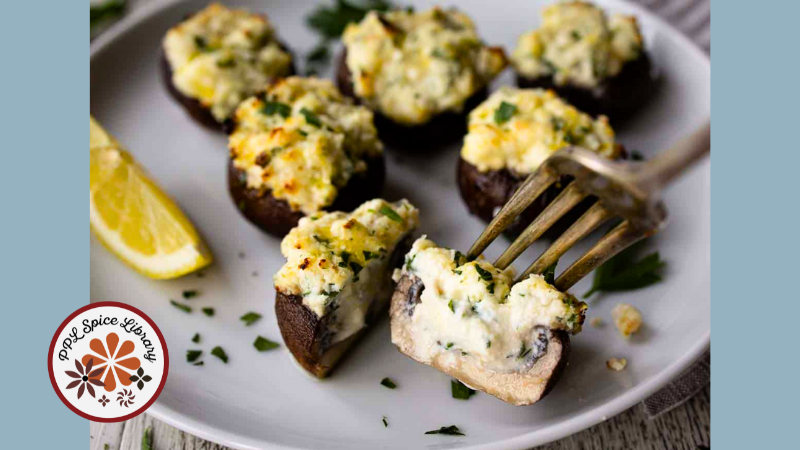 Basil Ricotta Stuffed Mushrooms